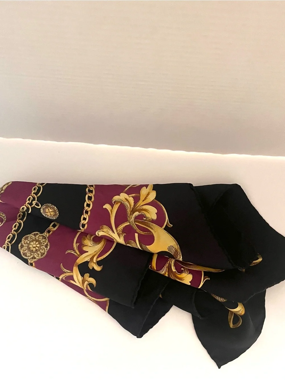 Baroque Chain Print Scarf in Magenta and Black Unbranded Mob Wife